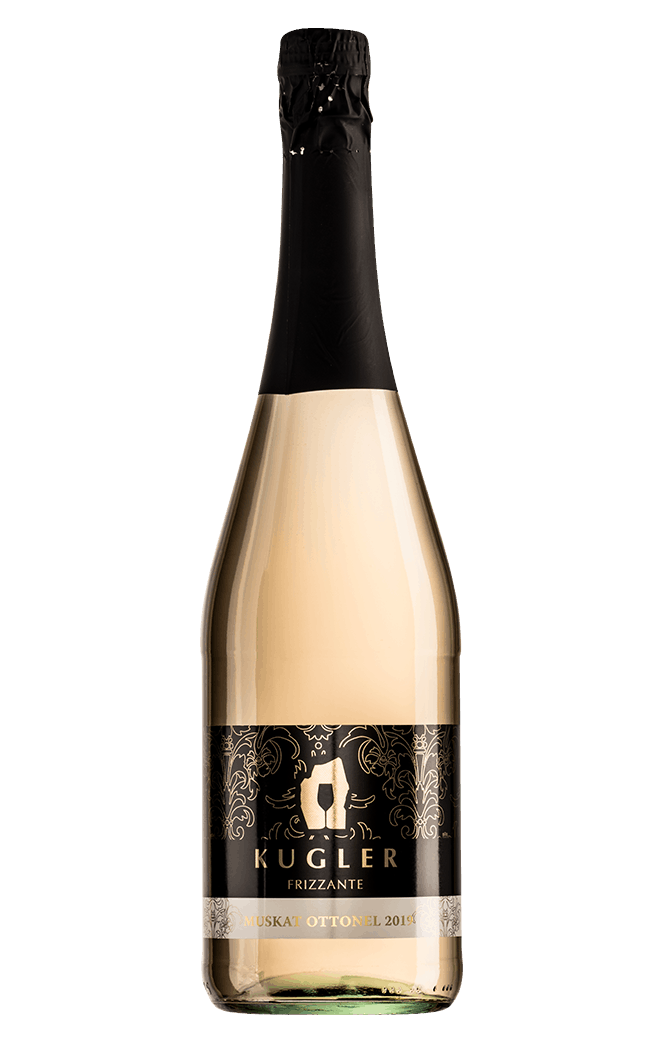 Flasche des Frizzante Goldmuskateller 2024 – Perlwein mit exotischem Aroma.